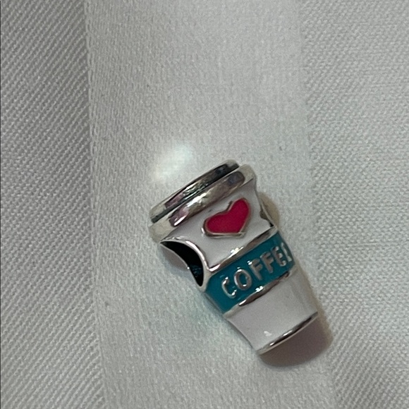 Pandora Sterling Silver 925 Coffee Cup Charm with Red Heart - Picture 5 of 5